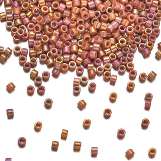 30g Miyuki Delica 11/0 Seed Beads, Opaque Rainbow Glazed Persimmon DB2274
