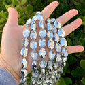 50pcs Creative Club Faceted Flat Oval Crystal Beads, Silver Shade, 16x12mm/Large, Hole ID 1.1mm, CCO-32