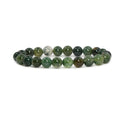 1 Strand Stretch Natural Moss Agate Beaded Gemstone Bracelet, 8mm Bead, Length Selections: 7 inch/7.5 inch/8 inch/8.5 inch