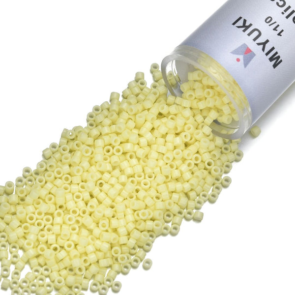 7.5g Miyuki Delica 11/0 Seed Beads, Duracoat Opaque Light Lemon Ice DB2101