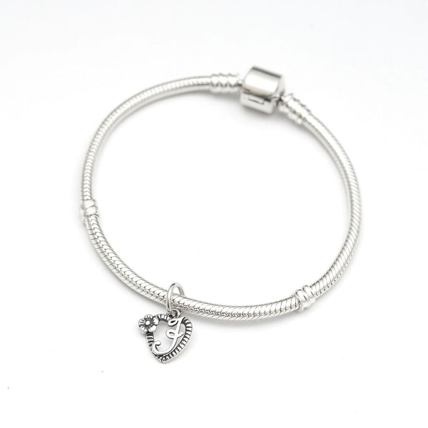 1pc Solid Sterling Silver Letter J Initial Flower Heart Alphabet Name Charm, Compatible with Pandora all Other Charm Bracelets, EC664