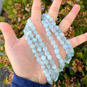 Natural Blue Aquamarine Gemstone Oval Tumbled Pebble Beads, Irregular, 8mm to 10mm, Hole ID 1mm, 15 Inch/1 Strand, GZ12-65