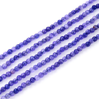 Natural Tanzanite Violet Jade Gemstone Faceted Round Beads, 3mm/Small Tiny, Hole ID 0.8mm, 2 Strands/26 Inch Total, GH3R-17