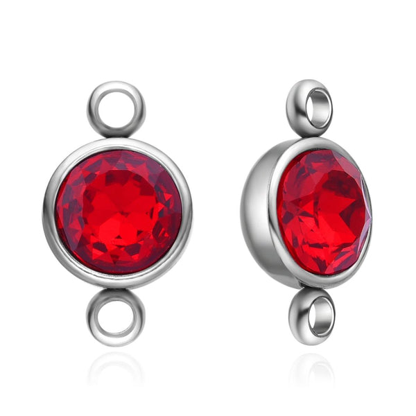 10pcs Grade A January Red Birthstone Links, Stainless Steel, Tarnish Resistant, 10mm, CCP36-1