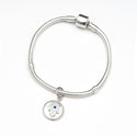 1pc Solid 925 Sterling Silver Hand Bead Cubic Zirconia CZ, Compatible with Pandora All Other Charm Bracelet, EC681
