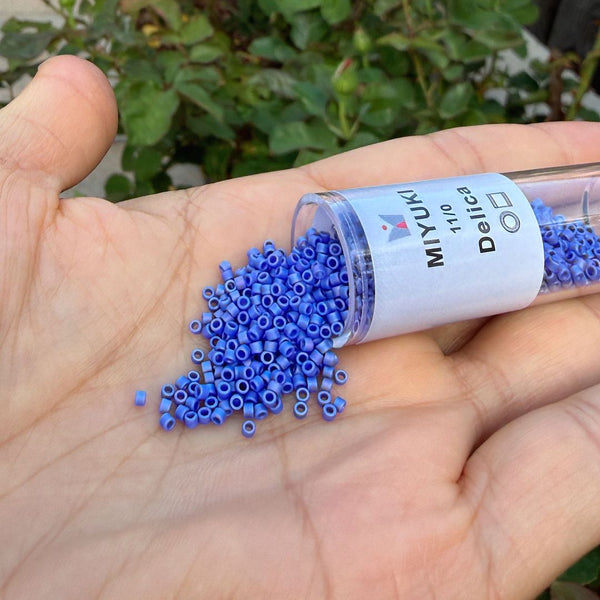 30g Miyuki Delica 11/0 Seed Beads, Opaque Matte Rainbow Cyan Blue DB1597
