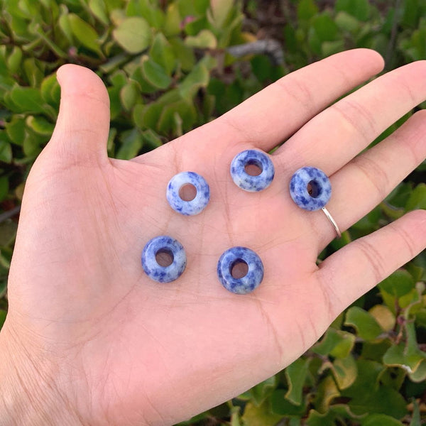10pcs Natural Chinese Sodalite Gemstone Donut Rondelle Beads,14x8mm, Hole ID 5.6mm, GW-A10