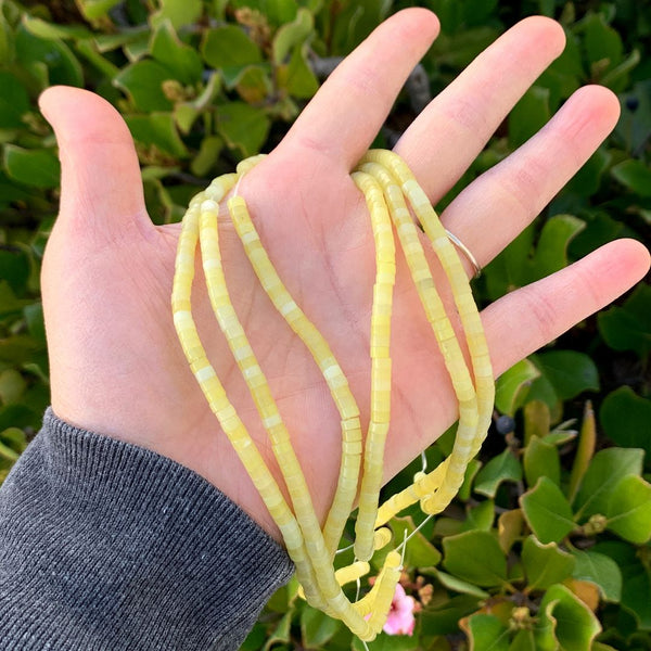 Natural Yellow Lemon Jade Gemstone Heishi Tube Rondelle Beads, 4x2mm/Small, Hole ID 0.9mm, 14.5 Inch/1 Strand, GH-C3