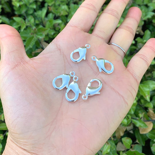 20pcs Tarnish Resistant Lobster Claw Clasps, Sterling Silver Plated Brass, Size Selections: 10mm/12mm/15mm/20mm
