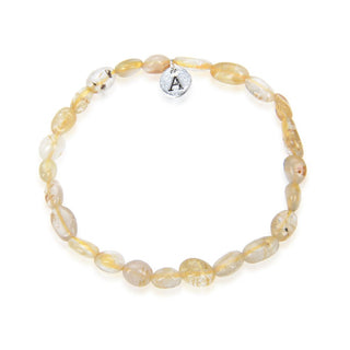 1 Strand Stretch Natural Gold Rutilated Quartz Free Form Gemstone Bracelet, 5-8mm Small Beads, Length Selections: 7 inch/7.5 inch