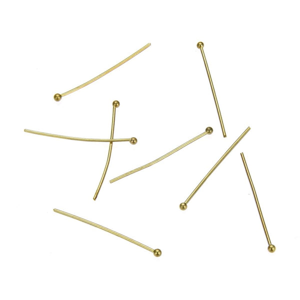 200pcs Raw Brass Ball Head Pins, Unplated/Uncoated, 0.8mm/20 Gauge, Size Selections: 22mm/26mm/30mm/35mm/40mm/50mm