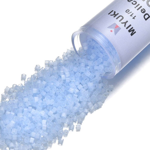 30g Miyuki Delica 11/0 Seed Beads, Silk Glass Enamel Pale Sky Blue DB831-1