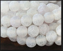 Natural Frosted Weathered White Agate Gemstone Round Beads, 1 Strand/15 Inch, Size Selections: 6mm/8mm/10mm