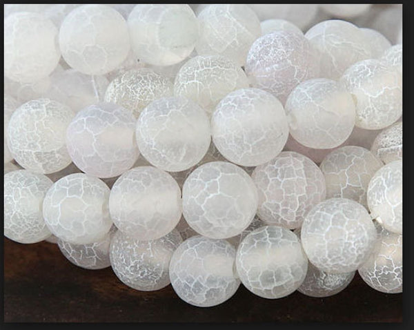 Natural Frosted Weathered White Agate Gemstone Round Beads, 1 Strand/15 Inch, Size Selections: 6mm/8mm/10mm