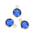 10pcs Grade A September Sapphire Blue Birthstone Charm Drops, 18K Yellow Gold Plated Brass, 6mm Small, CCP2-G9