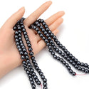 Grade A Natural Black Hematite Gemstone Large Hole Round Beads, 15 Inch/1 Strand, 8mm, Hole ID 2.8mm, GFC-L8