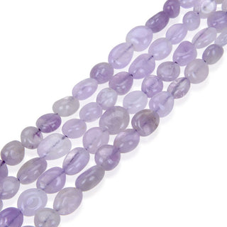 Natural Purple Lavender Jade Gemstone Oval Tumbled Pebble Beads, Irregular, 8mm to 12mm, Hole ID 1mm, 15 Inch/1 Strand, GZ12-19