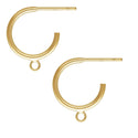 2pcs Real 1/20 14K Gold Filled C Hoop Earring Posts with Open Ring, 12mm, JK1-W1