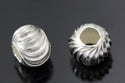 10pcs 925 Sterling Silver Sparkle Large Hole Corrugated Round Beads, Size Selections: 6mm/8mm/10mm