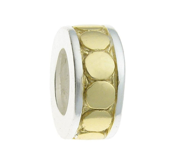 1pc Real Yellow Gold Plated Sterling Silver Rubber Charm Holder Bead Stopper, Compatible with Pandora All Other 3mm Charm Bracelet, EC27-B2