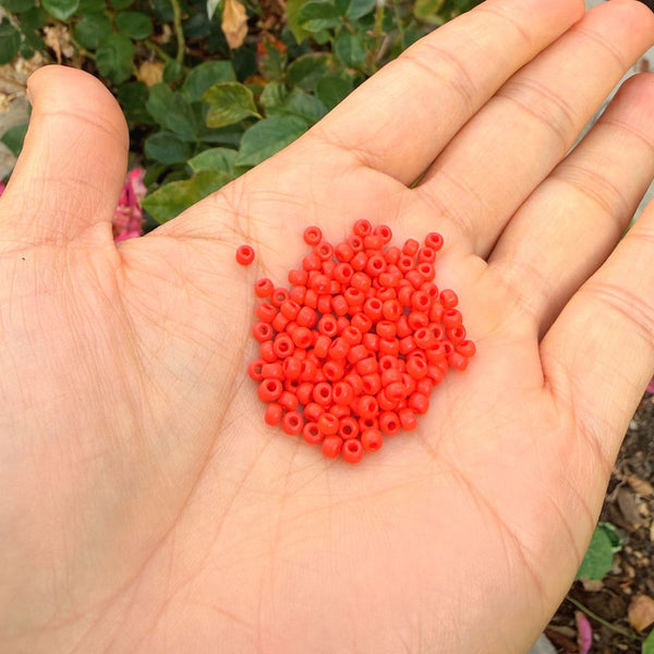 25g Miyuki Rocaille 8/0 Round Seed Beads Opaque Vermillion Red RR-407