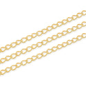 16.5 Feet Tarnish Resistant Oval Ring Curb Cable Chain Link, 18K Yellow Gold Plated Brass, Size Selections: 3.5x2.2mm, 4.2x2.6mm