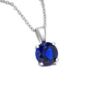 925 Sterling Silver September Birthstone Solitaire Necklace, 6mm/0.84 Carat Blue Sapphire Cubic Zirconia CZ, Length Selections: 16 inch/18 inch
