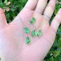 10pcs Grade A August Peridot Green Teardrop Birthstone Charm Drop, 18K Yellow Gold Plated Brass, Size Selections: 11x7mm, 14x8mm, 16x9mm
