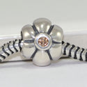 1pc 925 Sterling Silver Flower Charm November Birthstone Cubic Zirconia CZ, Compatible with Pandora All Other Charm Bracelet, EC8