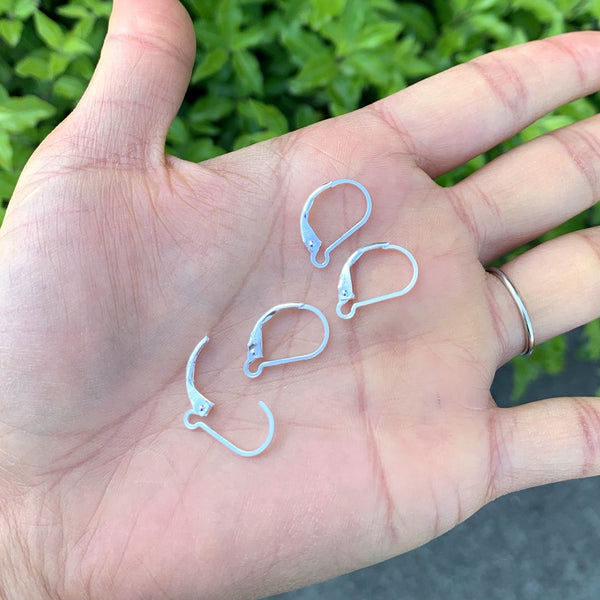 10pcs 925 Sterling Silver Interchangeable Leverback Earring Hooks, 17mm, SS7-1