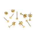 100pcs Raw Brass Earring Posts, Flat Board Glue On Setting, 100pcs Earring Backs, Unplated/Uncoated, Board Size Selections: 3mm/4mm/6mm/8mm