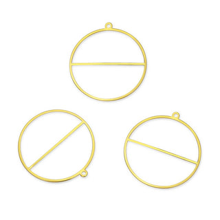 10pcs 38mm Large Round Buckle Shape Drop Pendants, Tarnish Resistant, 18K Yellow Gold Plated Brass, BFW-A24