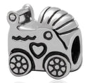Solid 925 Sterling Silver Baby Stroller Bead Charm, Compatible with Pandora All Other Charm Bracelet