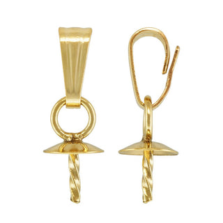 5pcs Real 1/20 14K Gold Filled Locket Bail Clasps, Small Tiny Glue On Pendant Connector, with 4mm Cup Peg Bail, JK5-A2