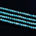 Natural Green Turquoise Gemstone Tiny Small Faceted Round Beads, 4mm, Hole ID 0.6mm, 15 Inch/1 Strand, GK4-15