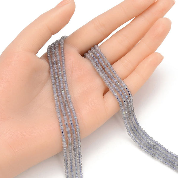 Natural Flashy Labradorite Gemstone Tiny Small Faceted Rondelle Beads, 3x2mm, Hole ID 0.65mm, 15 Inch/1 Strand, GK-A2