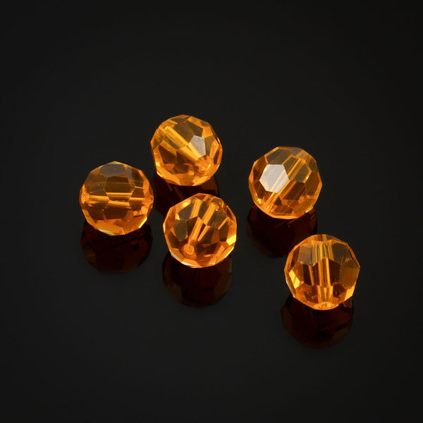 50pcs Adabele Austrian Faceted Round Crystal Beads #5000, Light Topaz Yellow, Size Selections: 4mm/6mm/8mm/10mm