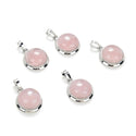 2pcs Natural Pink Rose Quartz Round Gemstone Pendant Drops, 20mm, G2P-K3