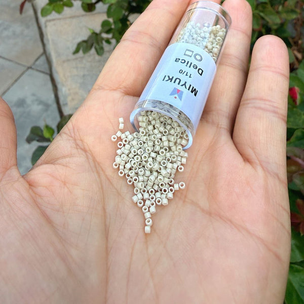 7.5g Miyuki Delica 11/0 Seed Beads, Duracoat Opaque Dyed Flax DB2362