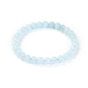 1 Strand Stretch Natural Blue Aquamarine Beaded Gemstone Bracelet, 6mm Beads, Length Selections: 7 inch/7.5 inch/8 inch