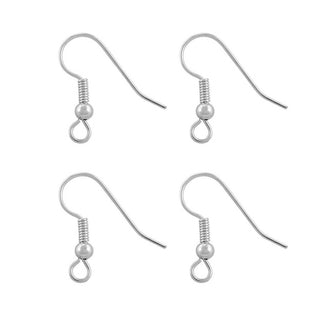 50pcs Tarnish Resistant Fish Earring Hooks, Sterling Silver Plated Brass, 18mm, 0.7mm/21 Gauge, BF20-1