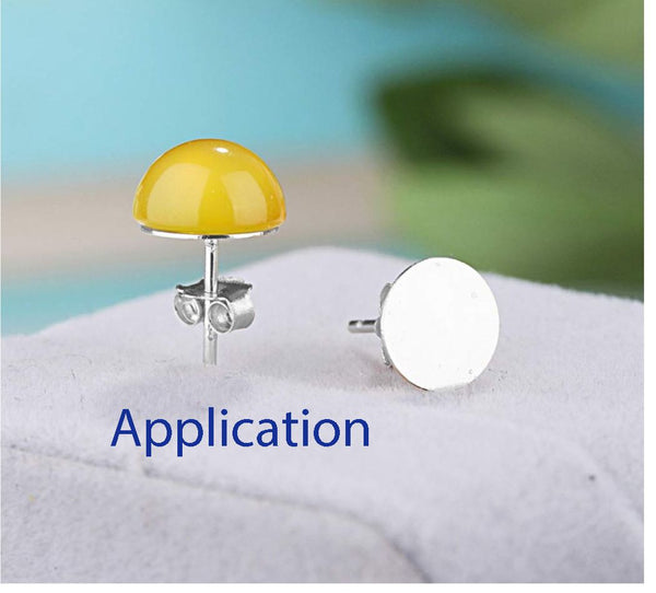 4 Pairs 925 Sterling Silver Earring Posts, Glue On Flat Board, 0.9mm/19 Gauge Pin, 8pcs Earring Backs, Flat Board Size Selections:3mm/4mm/6mm/8mm