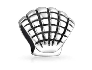 Solid 925 Sterling Silver Sea Shell Bead Ocean Lover Charm