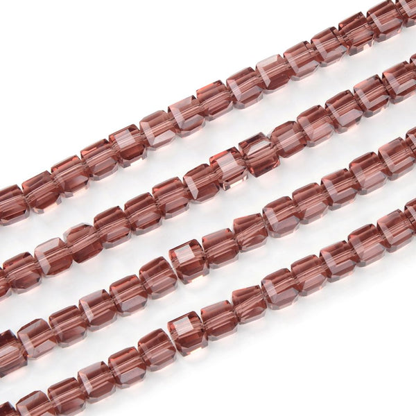 100pcs Creative Club Faceted Cube Crystal Glass Beads, Burgundy Red, 8mm, Hole ID 1mm, CCC811
