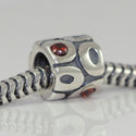 1pc Solid 925 Sterling Silver Siam Bead Charm Cubic Zirconia CZ, Compatible with Pandora All Other Charm Bracelet, EC6