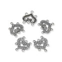 20pcs Love Heart Links, 6 Closed Rings, 20mm (0.8 Inch) One Sided Connector, Antique Silver, MC-D5