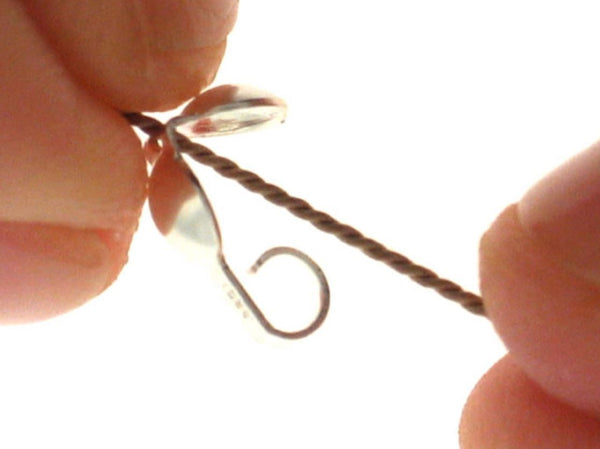 50pcs Tarnish Resistant Clamshell Calotte Bead Tips, Sterling Silver Plated Brass, Open Hook, 9x4mm, BF82-1