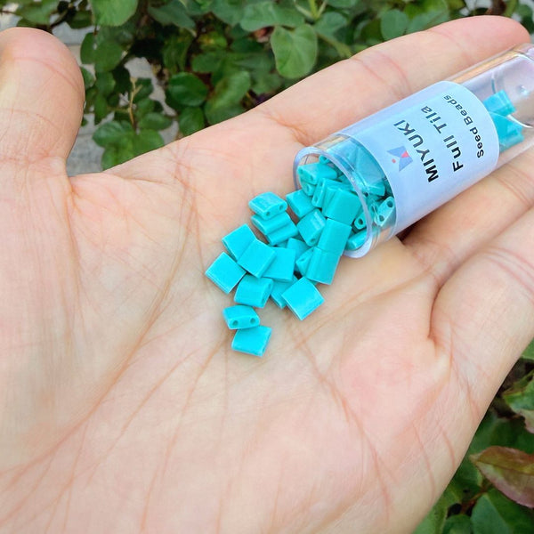 10g Miyuki Full Tila Square Seed Beads 5x5mm, Opaque Mint Green (TL-412)