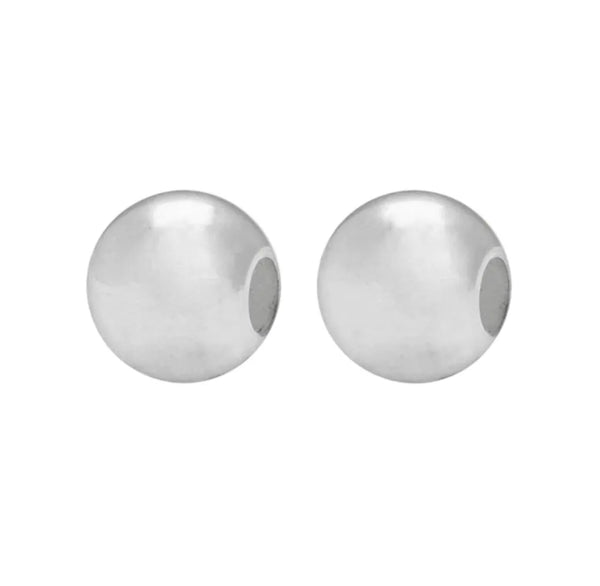 10pcs 925 Sterling Silver Large Hole Round Spacer Beads, Size Selections: 6mm/8mm/10mm
