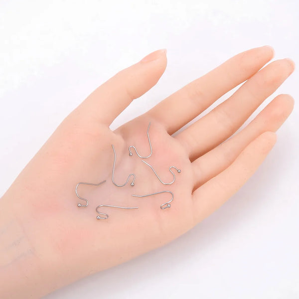 100pcs 316 Stainless Steel 20mm Ball End Fish Earring Hooks – 0.7mm Wire